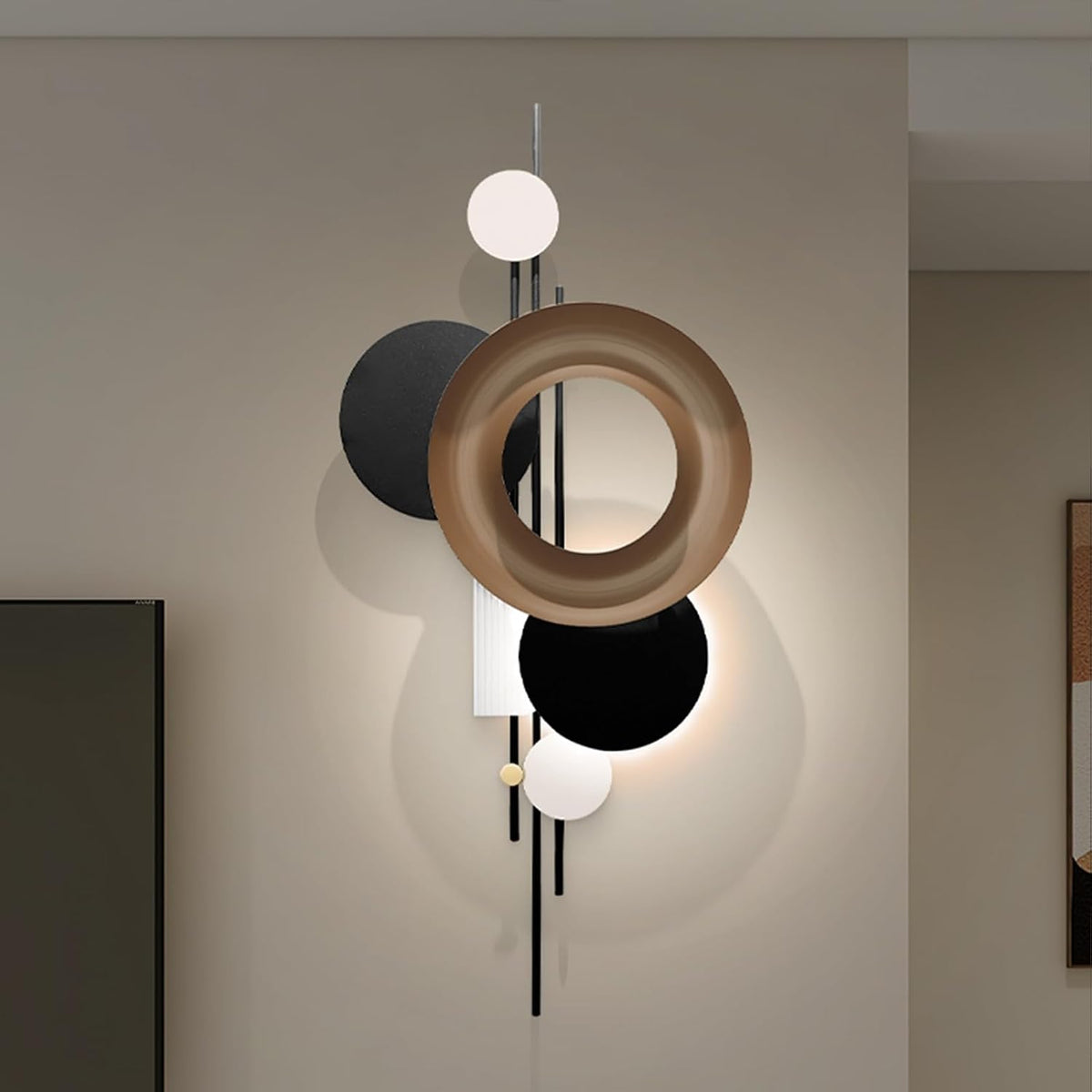 LED Black Abstract Metal Wall Art