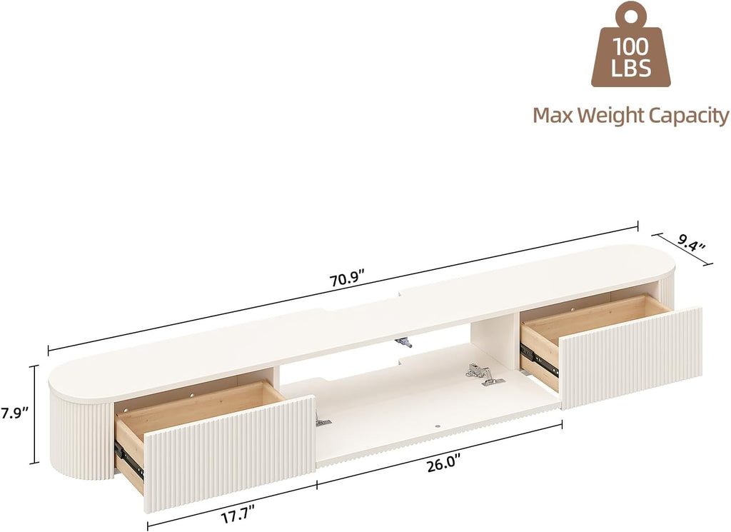 70" Off-White Floating TV Stand