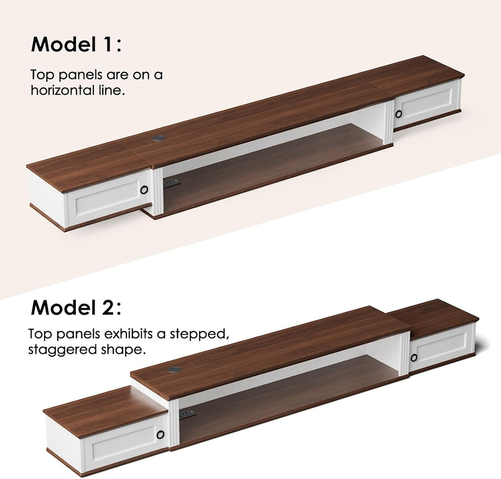 70" Walnut Floating LED TV Stand