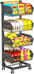 4 Tier Black Rolling Utility Cart