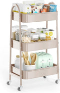 3 Tier Beige Rolling Utility Cart