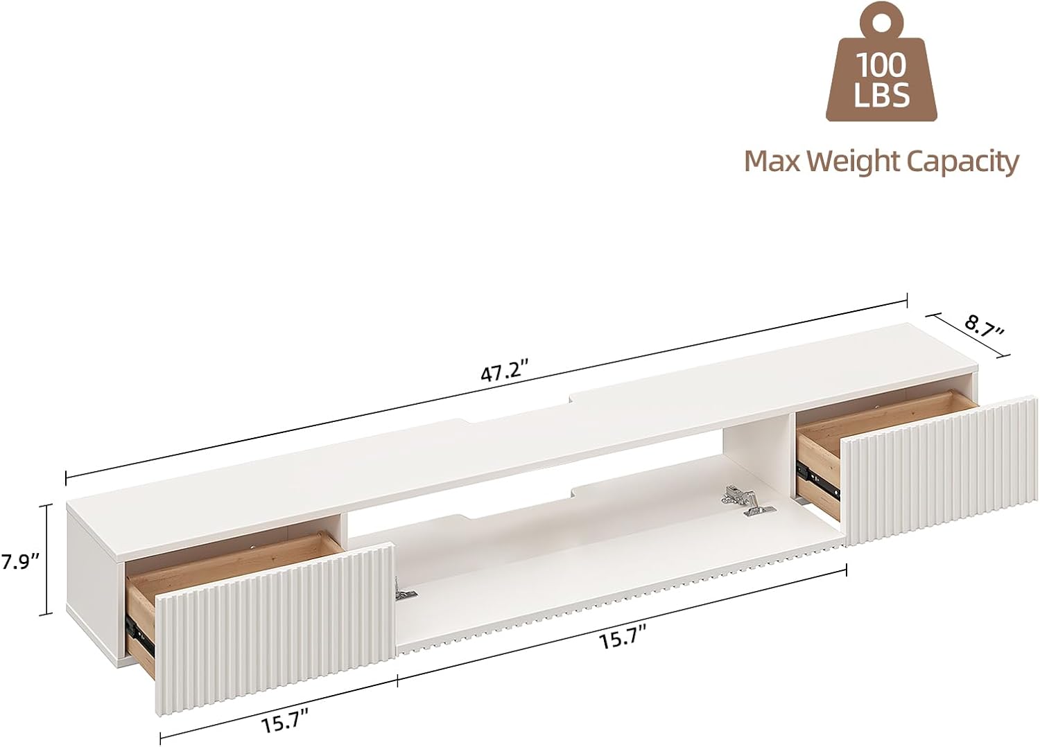 47" Off-White Floating TV Stand
