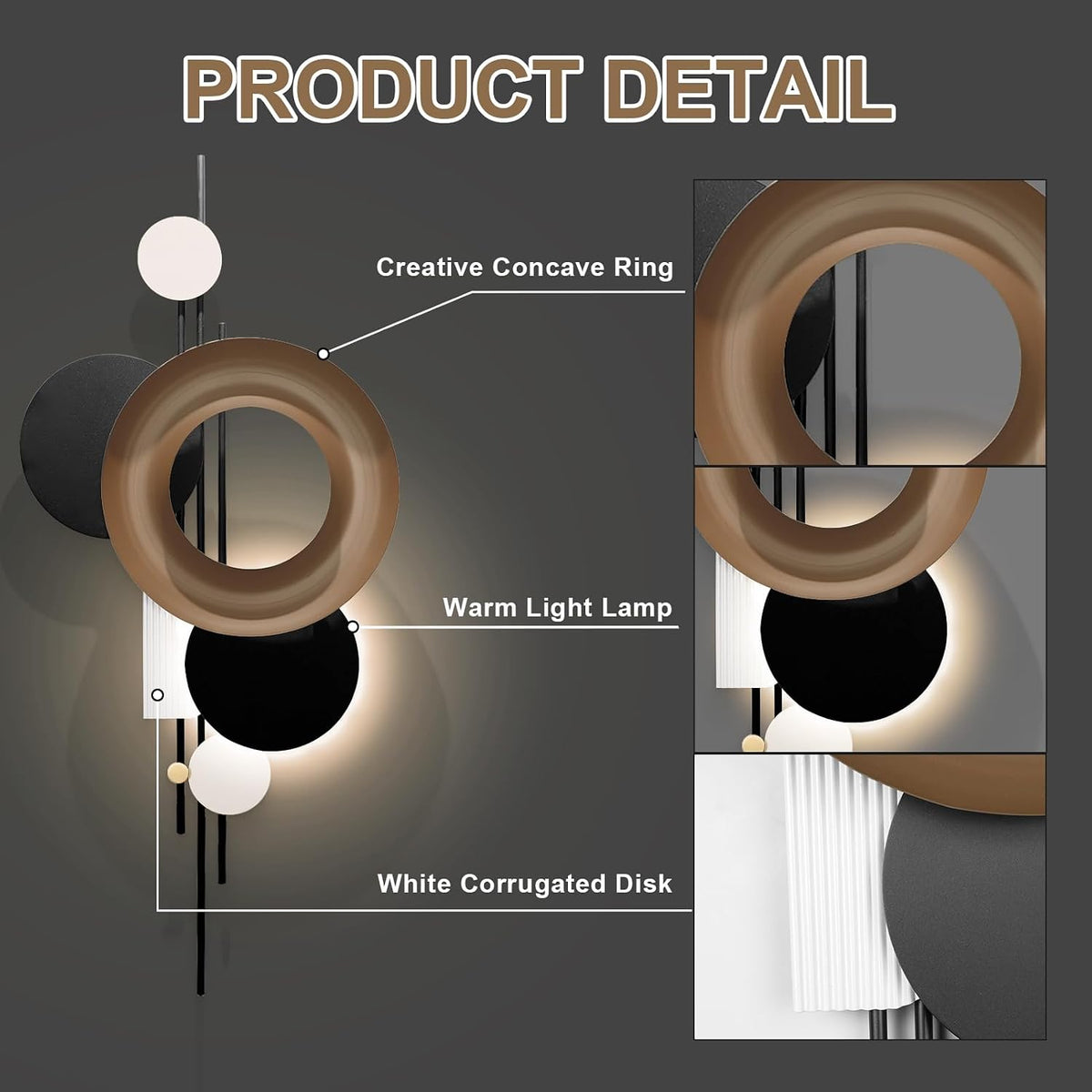 LED Black Abstract Metal Wall Art