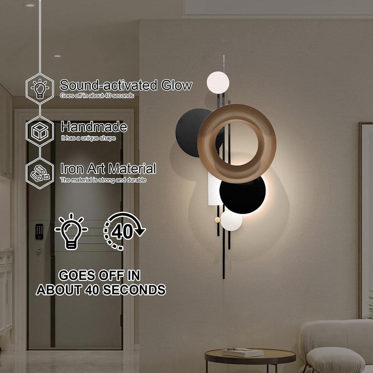 LED Black Abstract Metal Wall Art