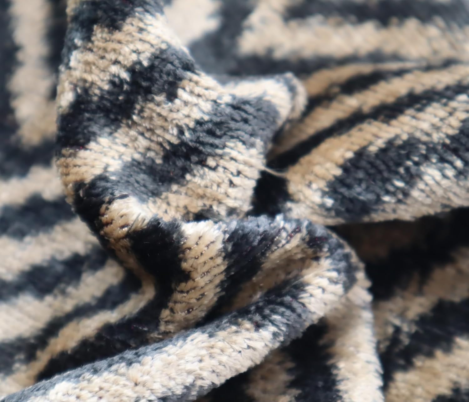 Black Ivory Chevron Velvet Pillow