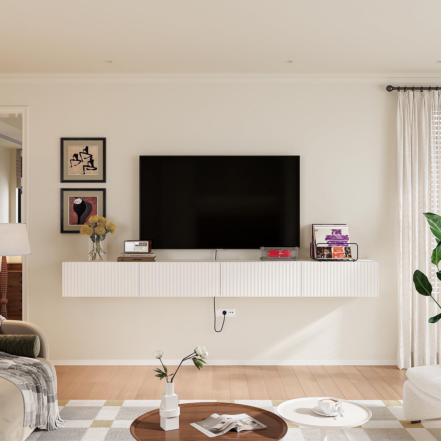 47" Off-White Floating TV Stand