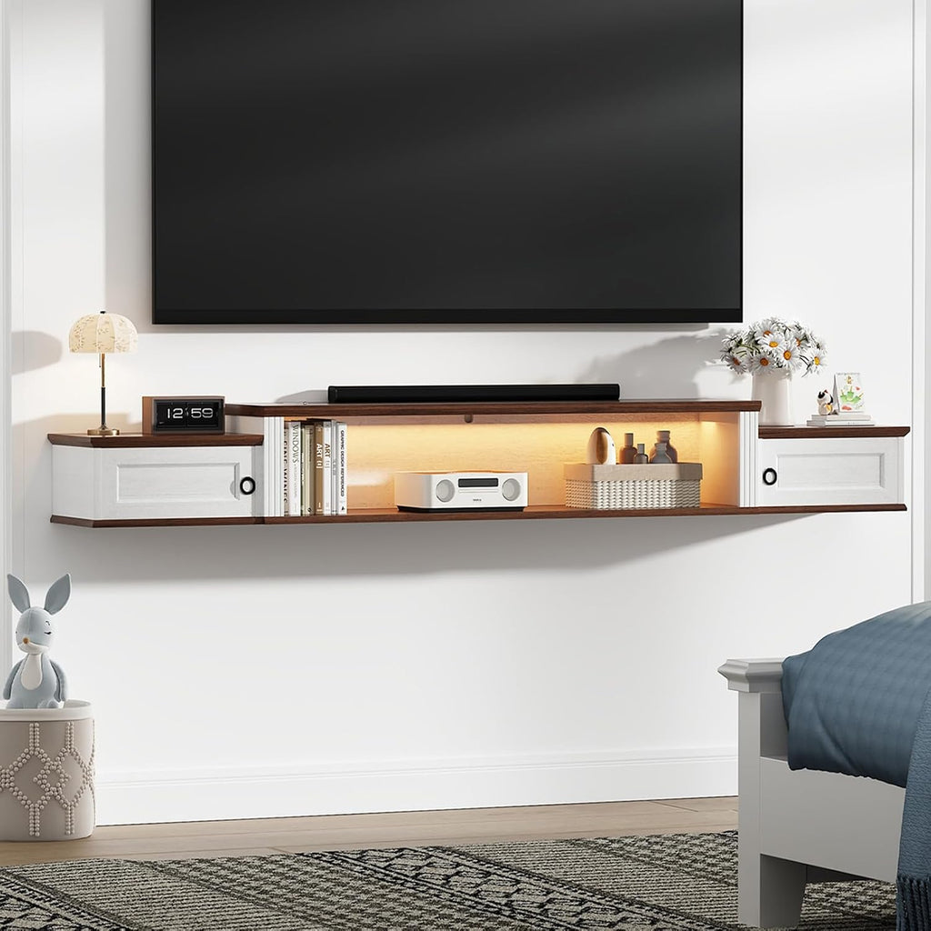 70" Walnut Floating LED TV Stand
