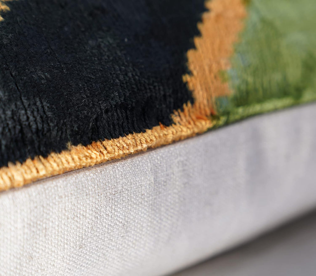 Green Gold Black Velvet Pillow