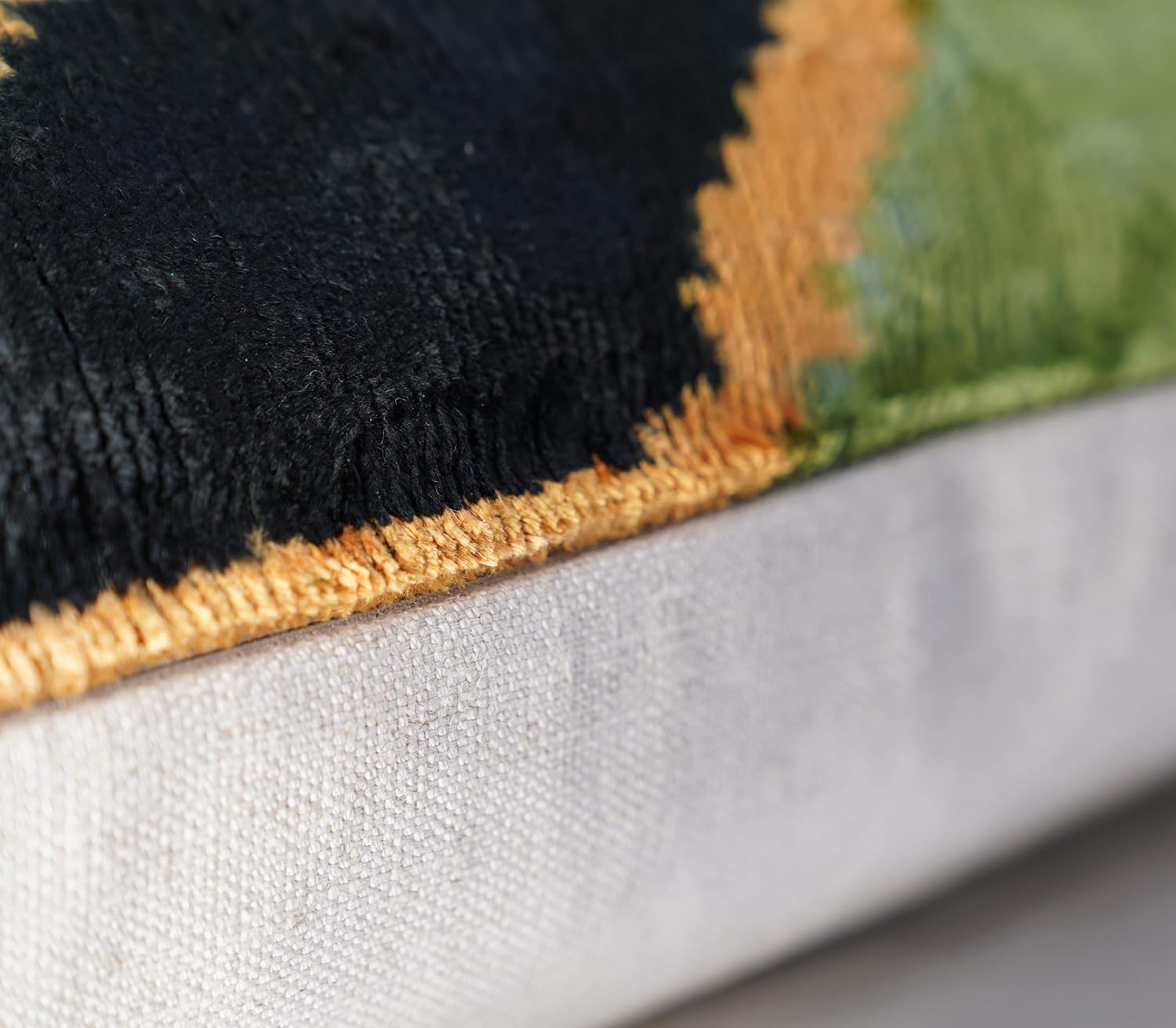 Green Gold Black Velvet Pillow