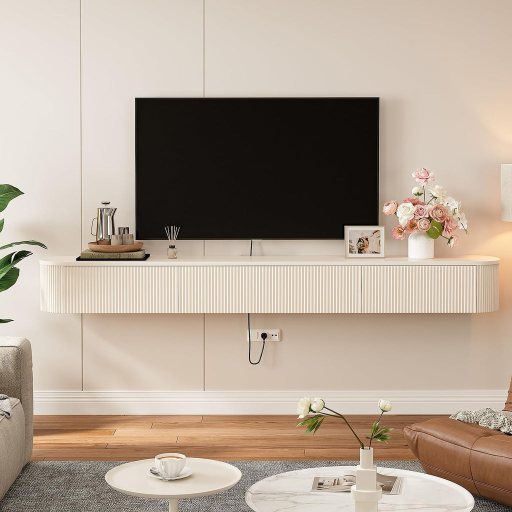 70" Off-White Floating TV Stand