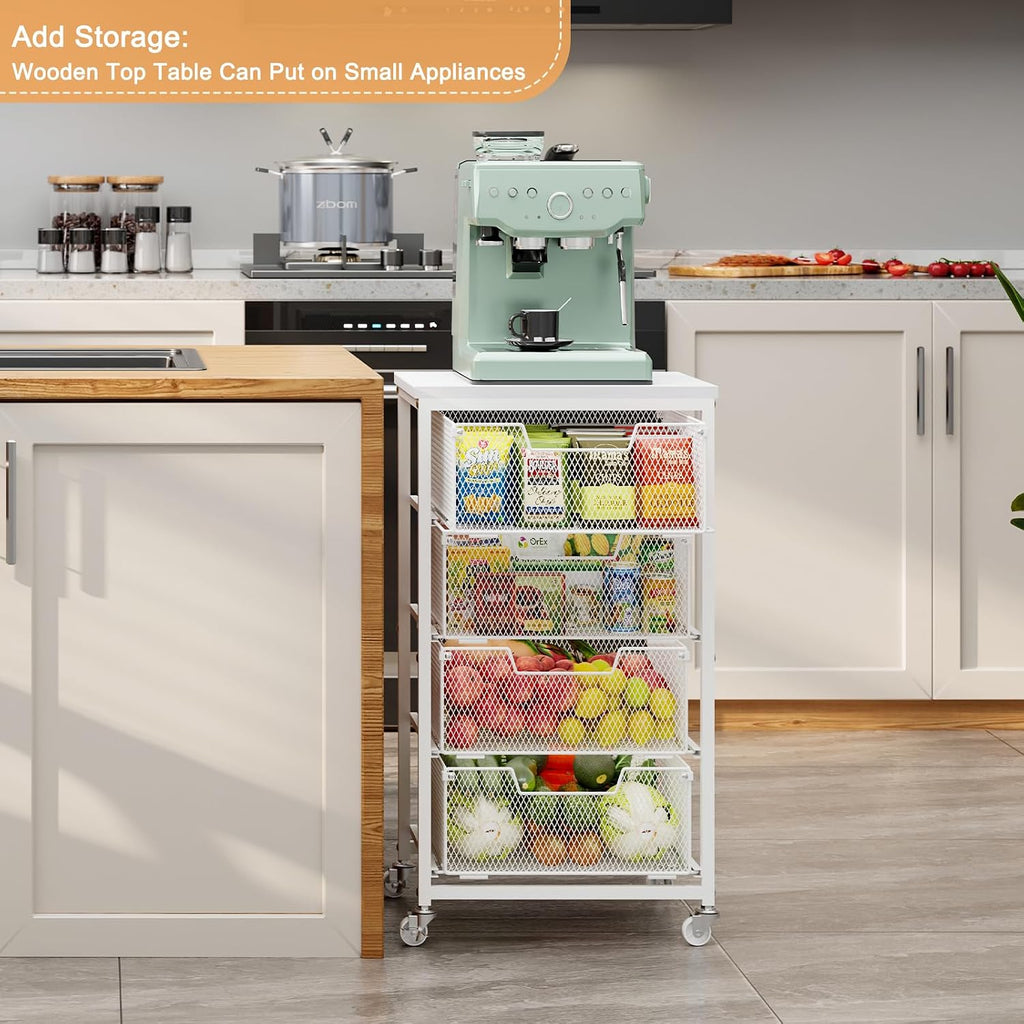 4 Tier Rolling Kitchen Storage Cart