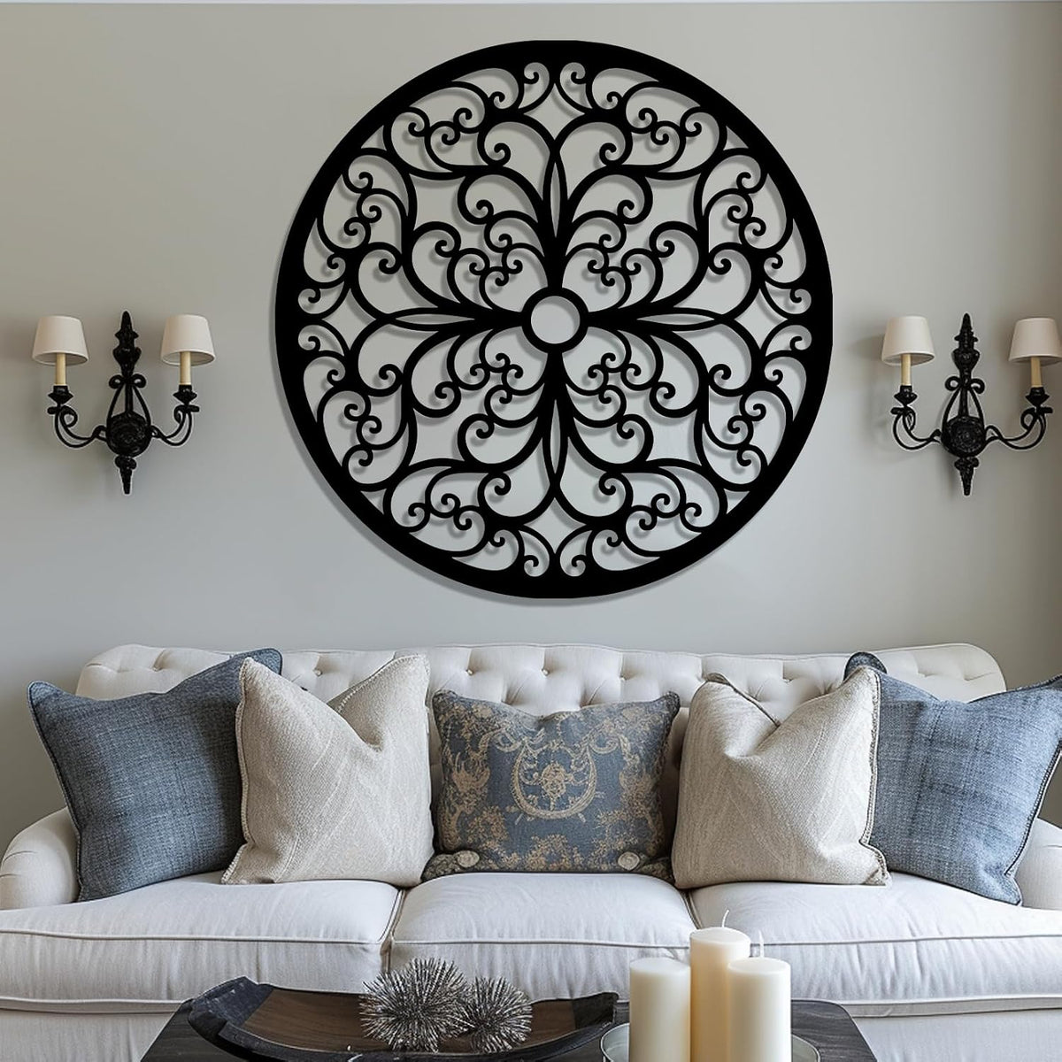 Black Round Farmhouse Metal Wall Art