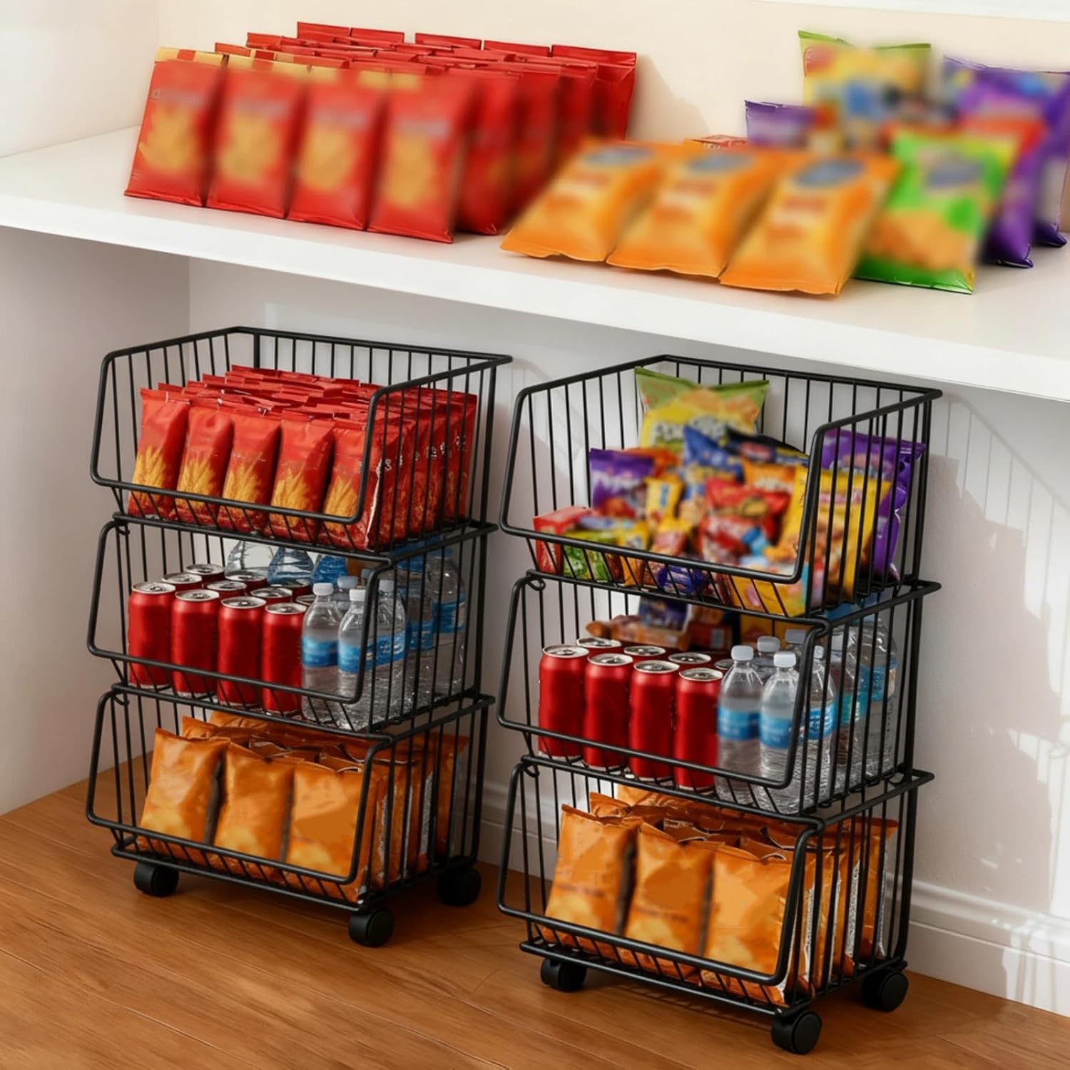 3 Tier Black Rolling Storage Cart