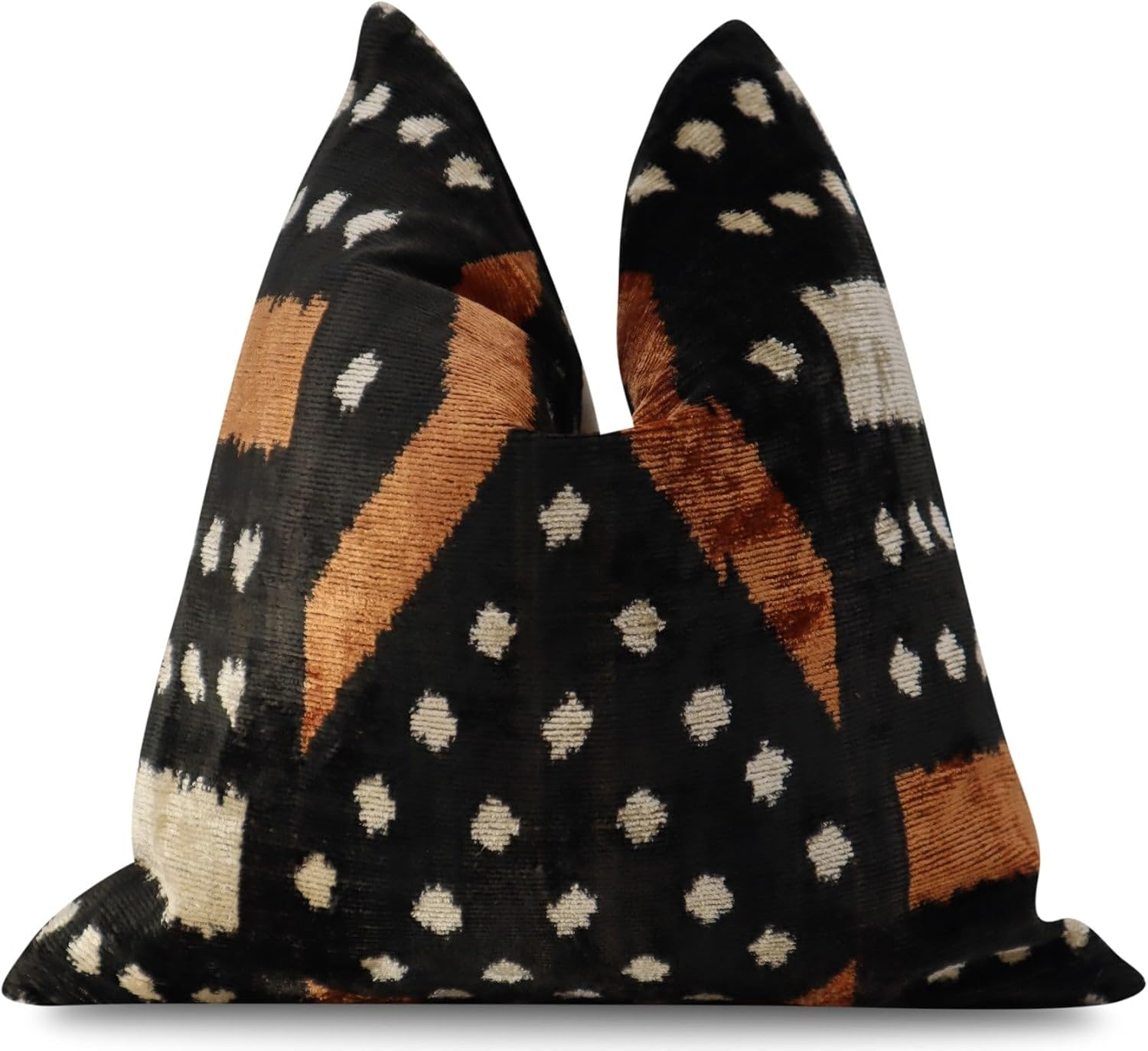 Black Brown Geometric Velvet Pillow