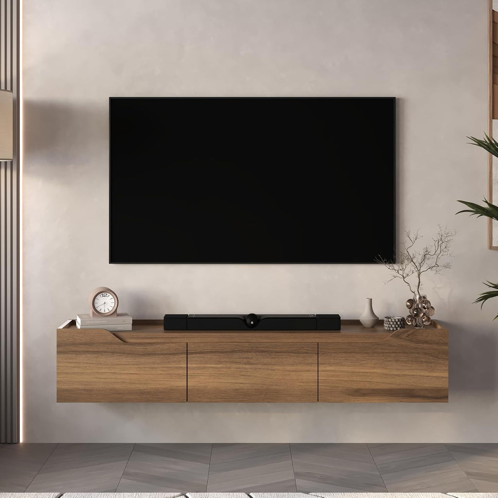 Floating Walnut TV Entertainment Center