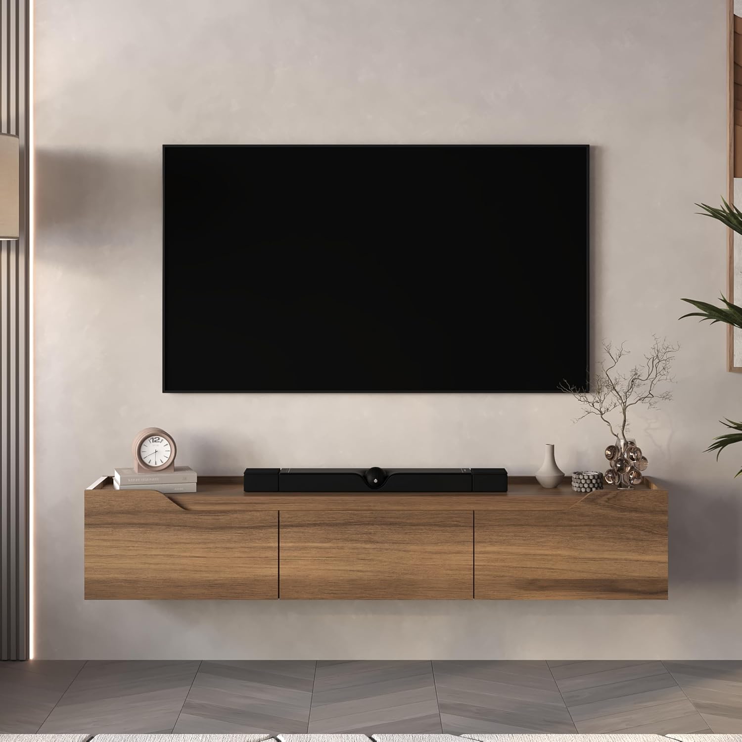 Floating Walnut TV Entertainment Center
