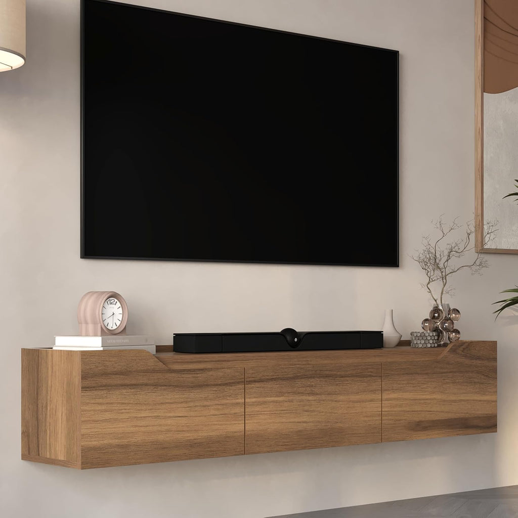 Floating Walnut TV Entertainment Center