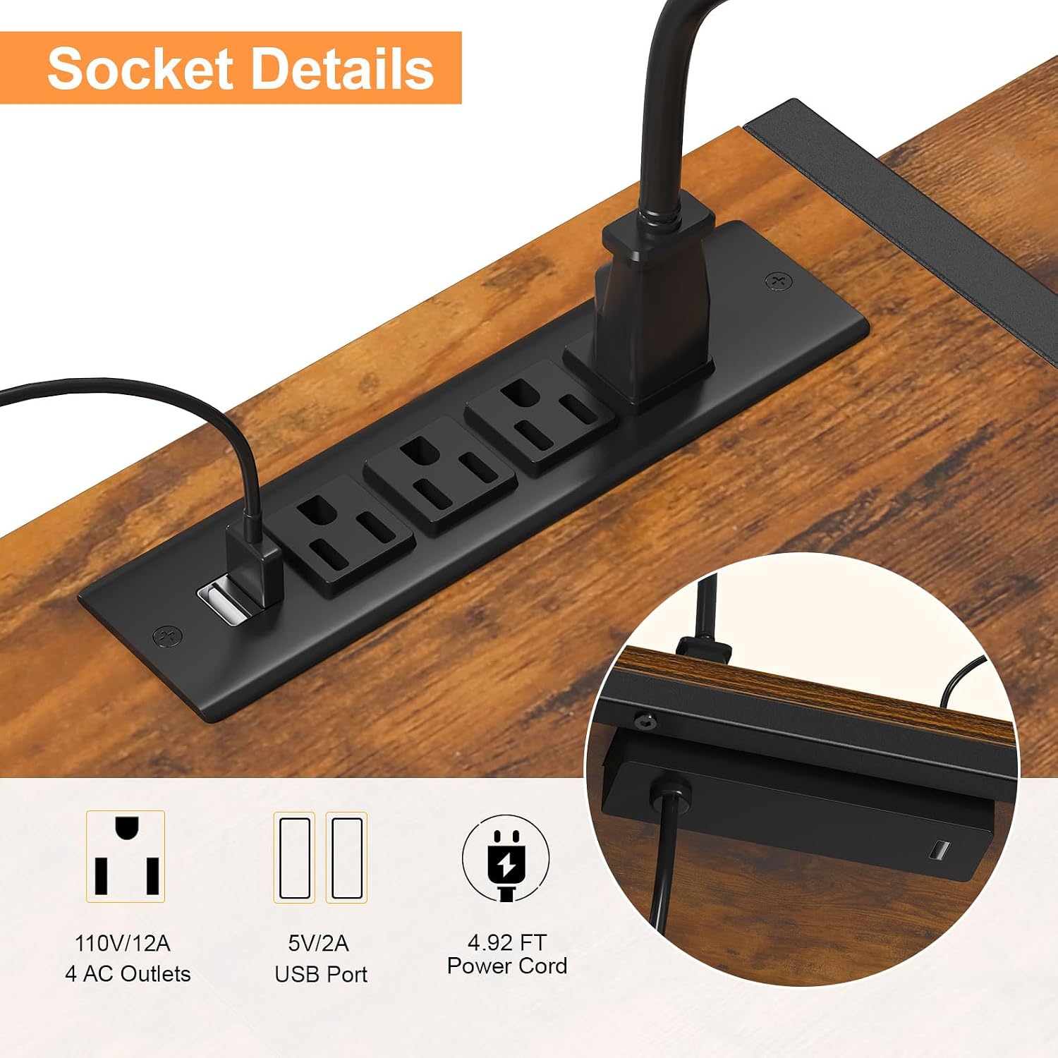 55" Floating LED TV Stand with Power Outlet