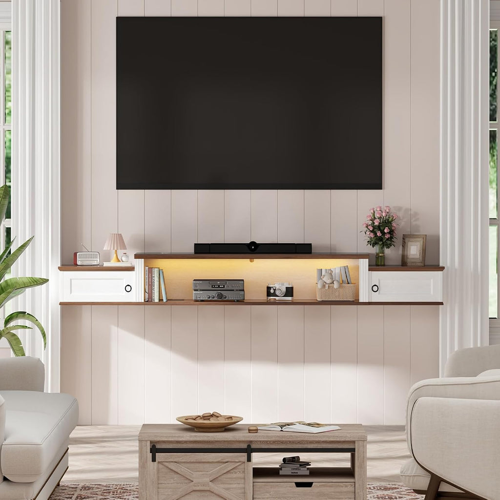 70" Walnut Floating LED TV Stand
