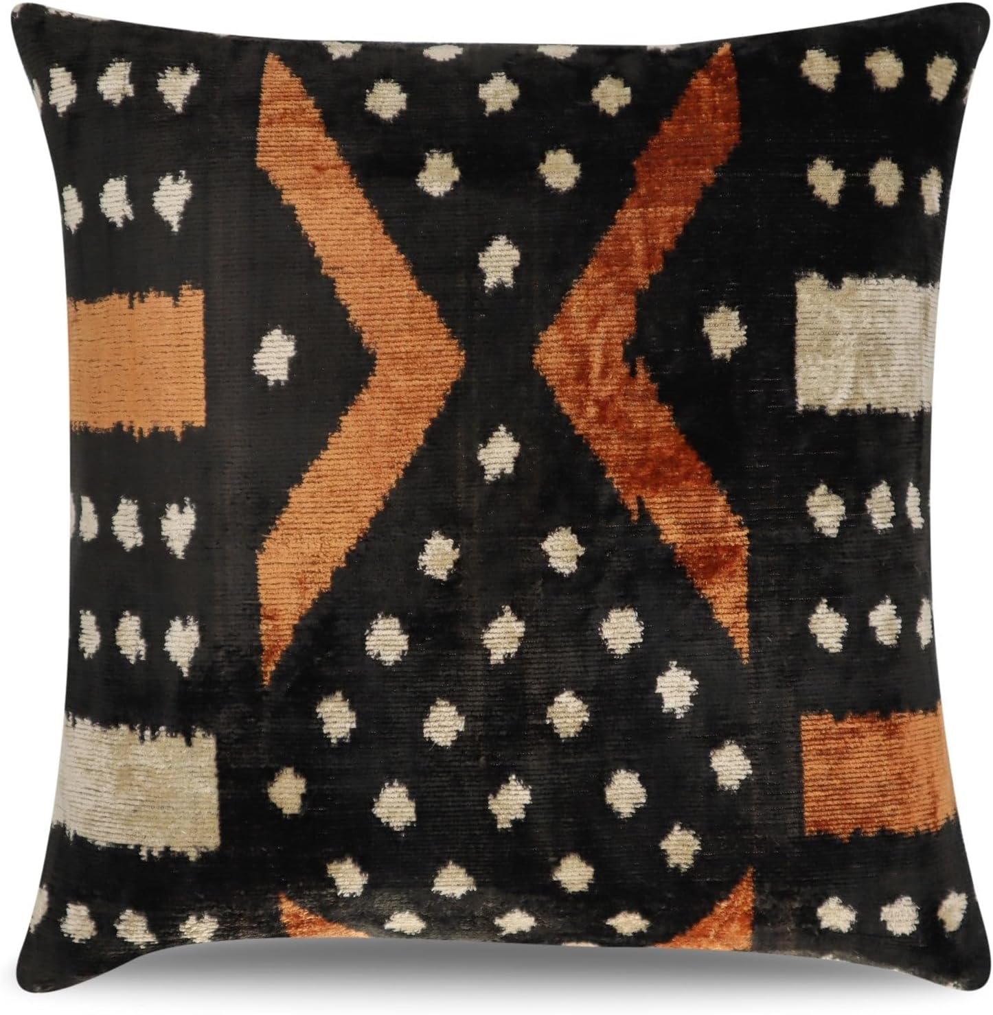 Black Brown Geometric Velvet Pillow