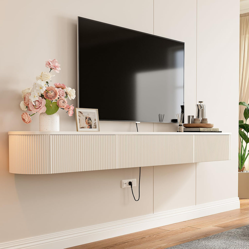 70" Off-White Floating TV Stand