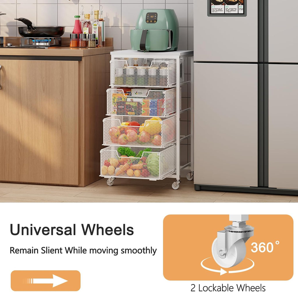 4 Tier Rolling Kitchen Storage Cart