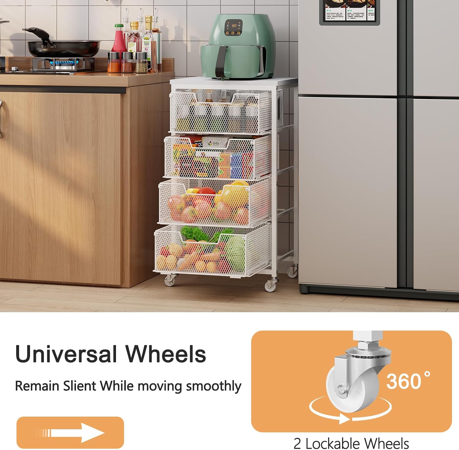 4 Tier Rolling Kitchen Storage Cart