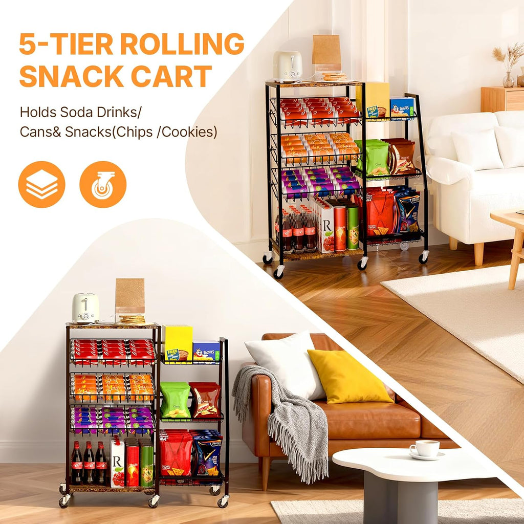 5 Tier Rolling Kitchen Storage Cart