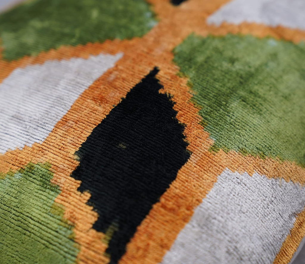 Green Gold Black Velvet Pillow