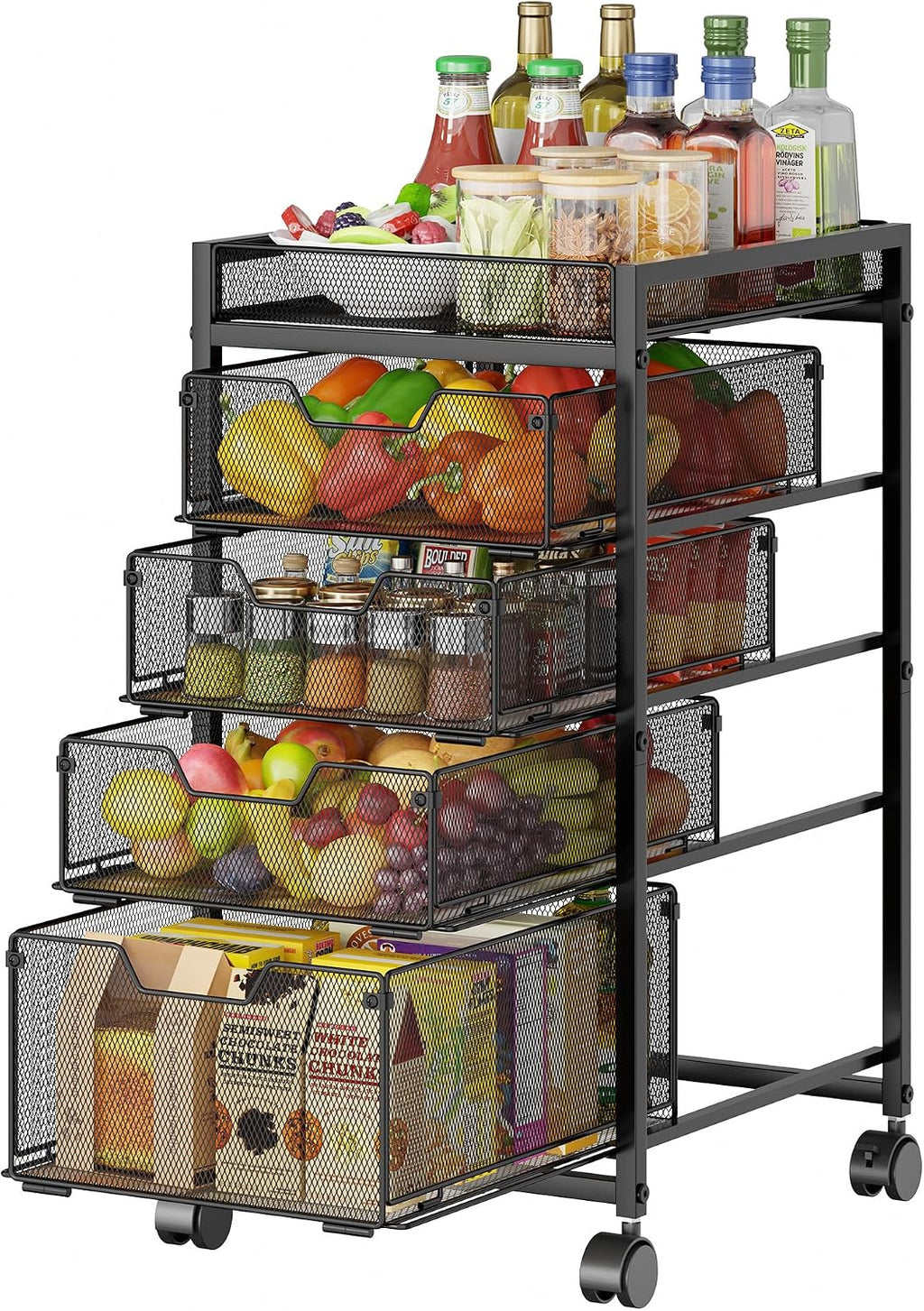 5 Tier Rolling Utility Storage Cart