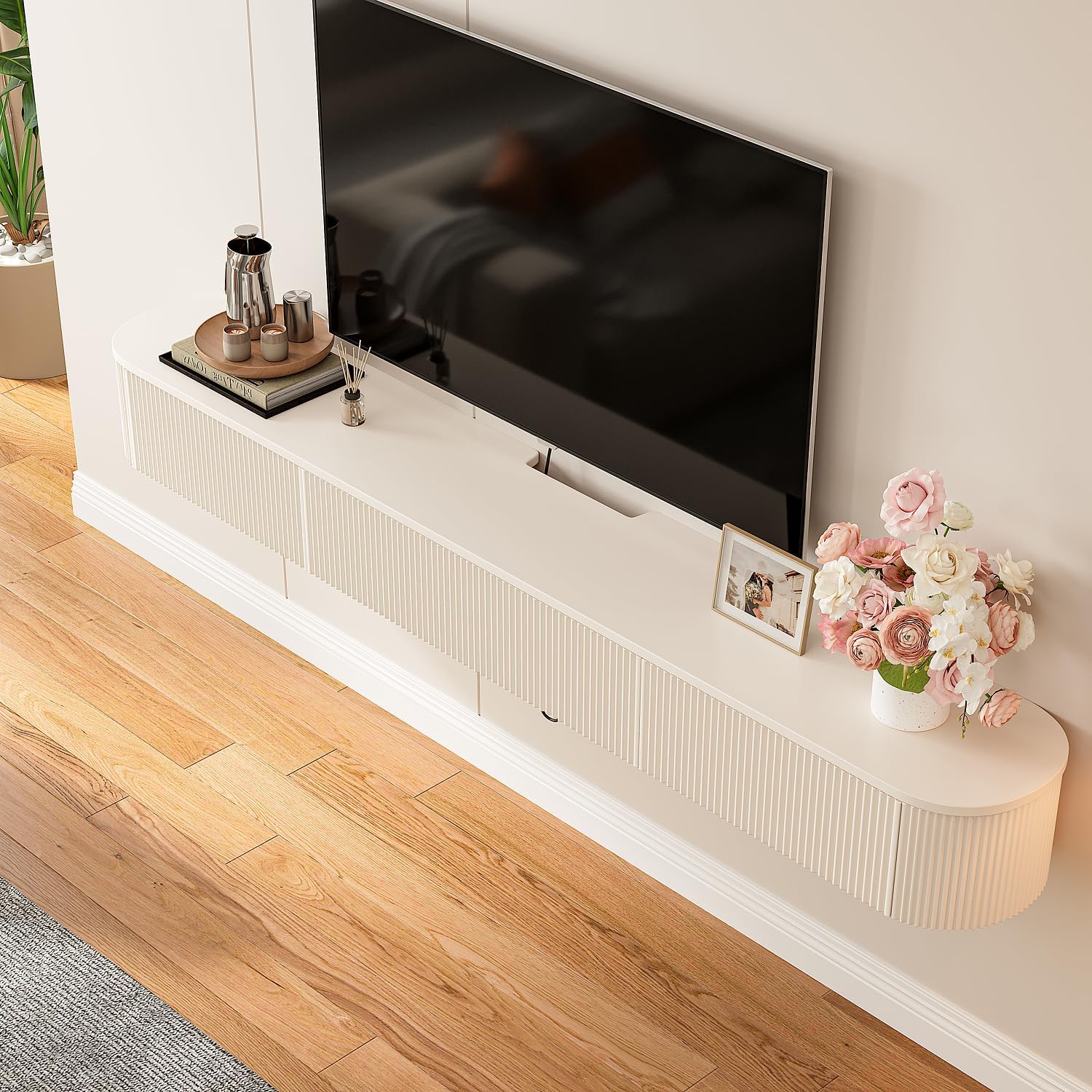70" Off-White Floating TV Stand