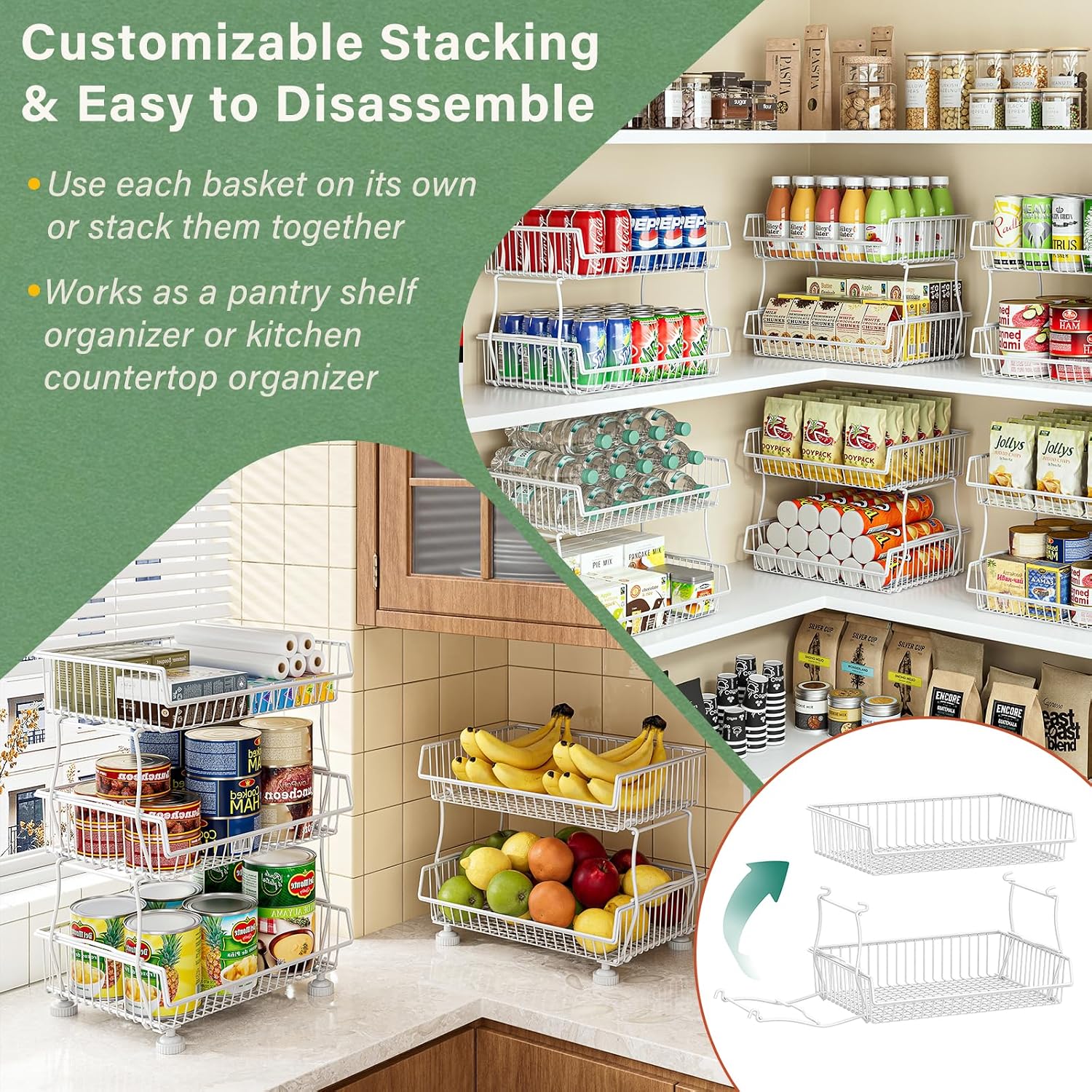 3 Tier Rolling Wire Storage Cart