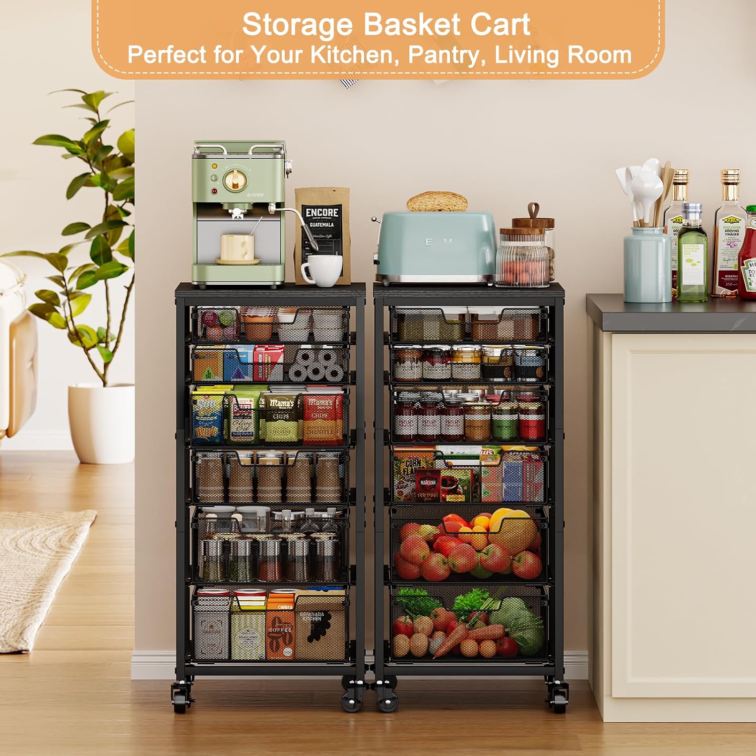 6 Tier Rolling Kitchen Storage Cart