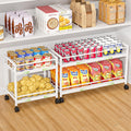2 Tier White Expandable Rolling Storage Cart