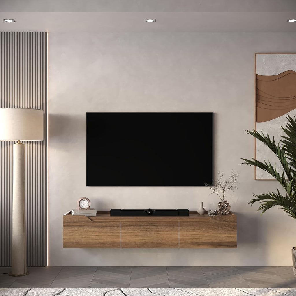Floating Walnut TV Entertainment Center