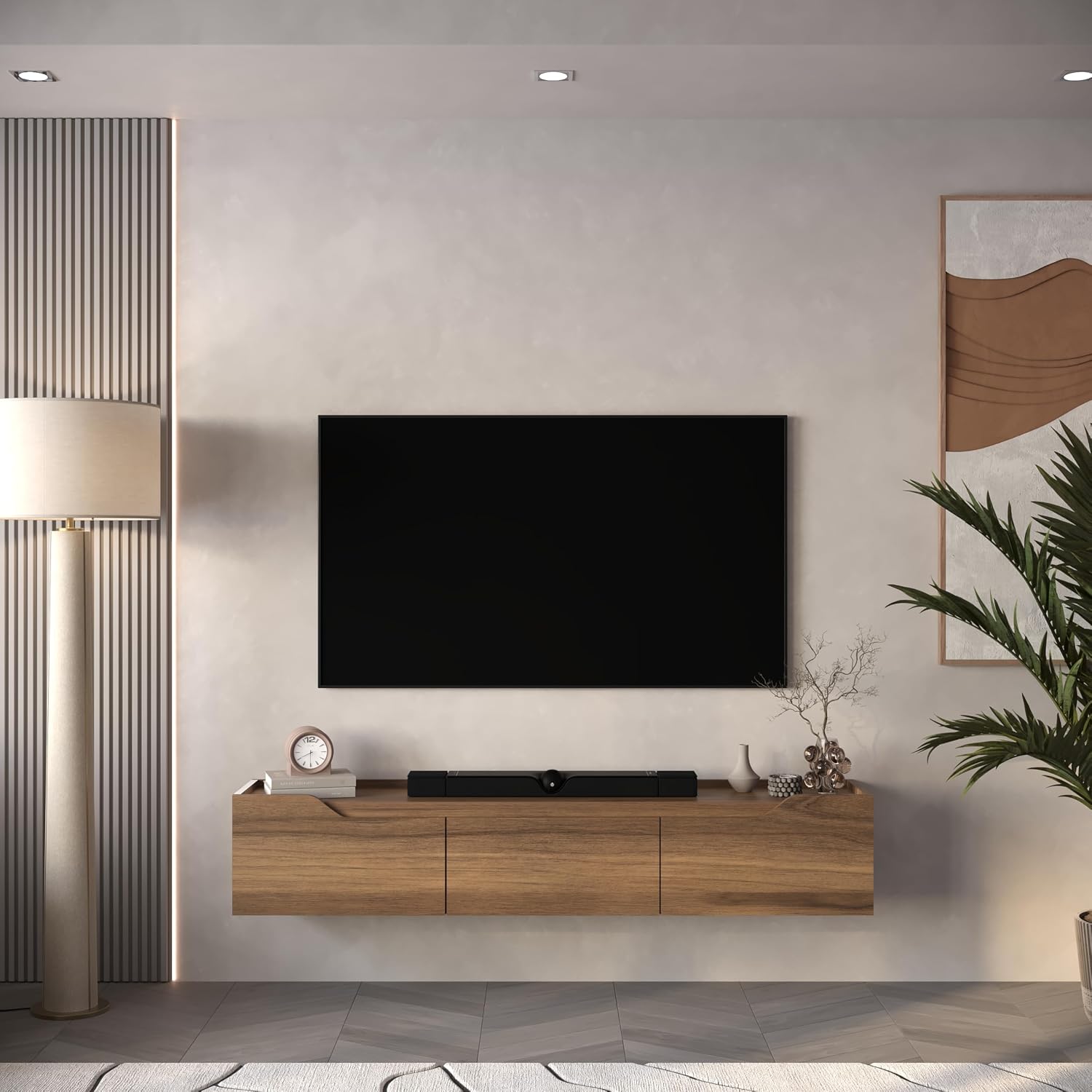 Floating Walnut TV Entertainment Center