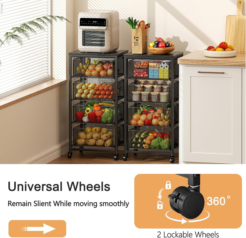 4 Tier Rolling Kitchen Storage Cart