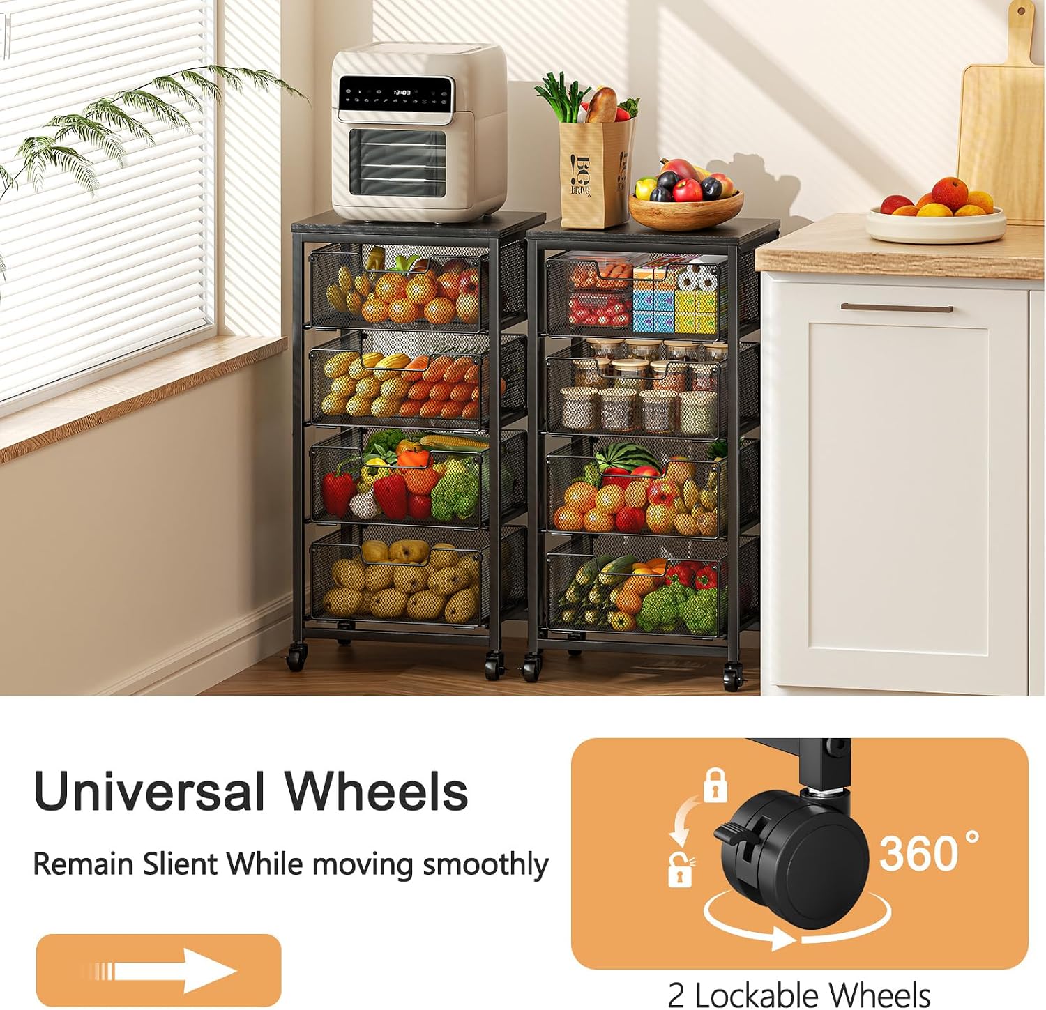 4 Tier Rolling Kitchen Storage Cart
