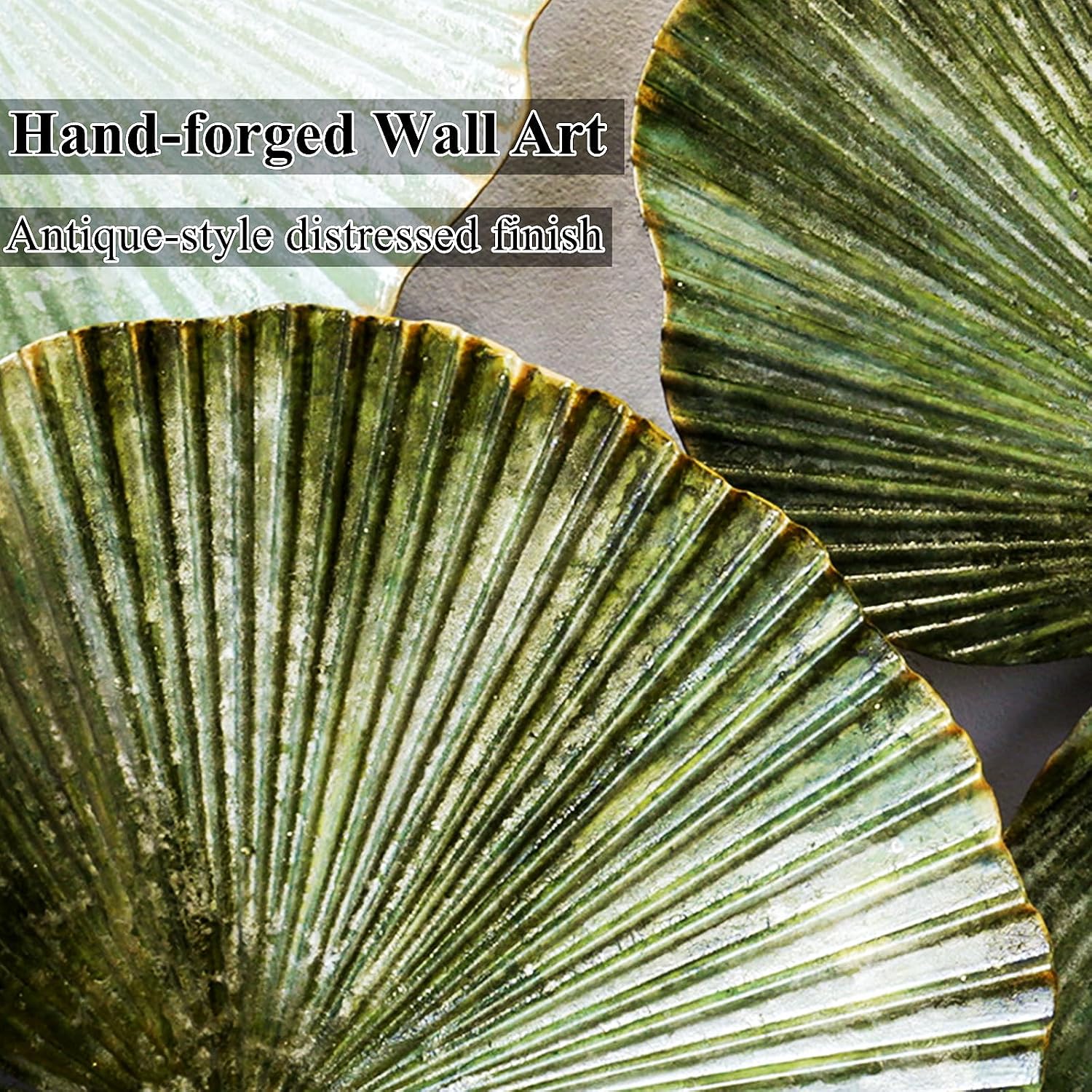 Large Green Gold Lotus Metal Wall Art