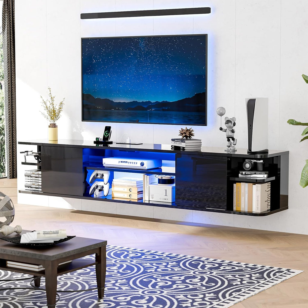 63" Black Floating LED TV Stand