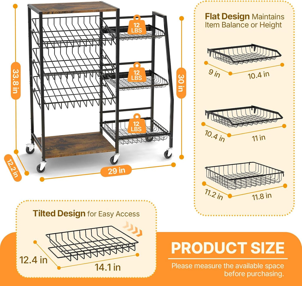 5 Tier Rolling Kitchen Storage Cart