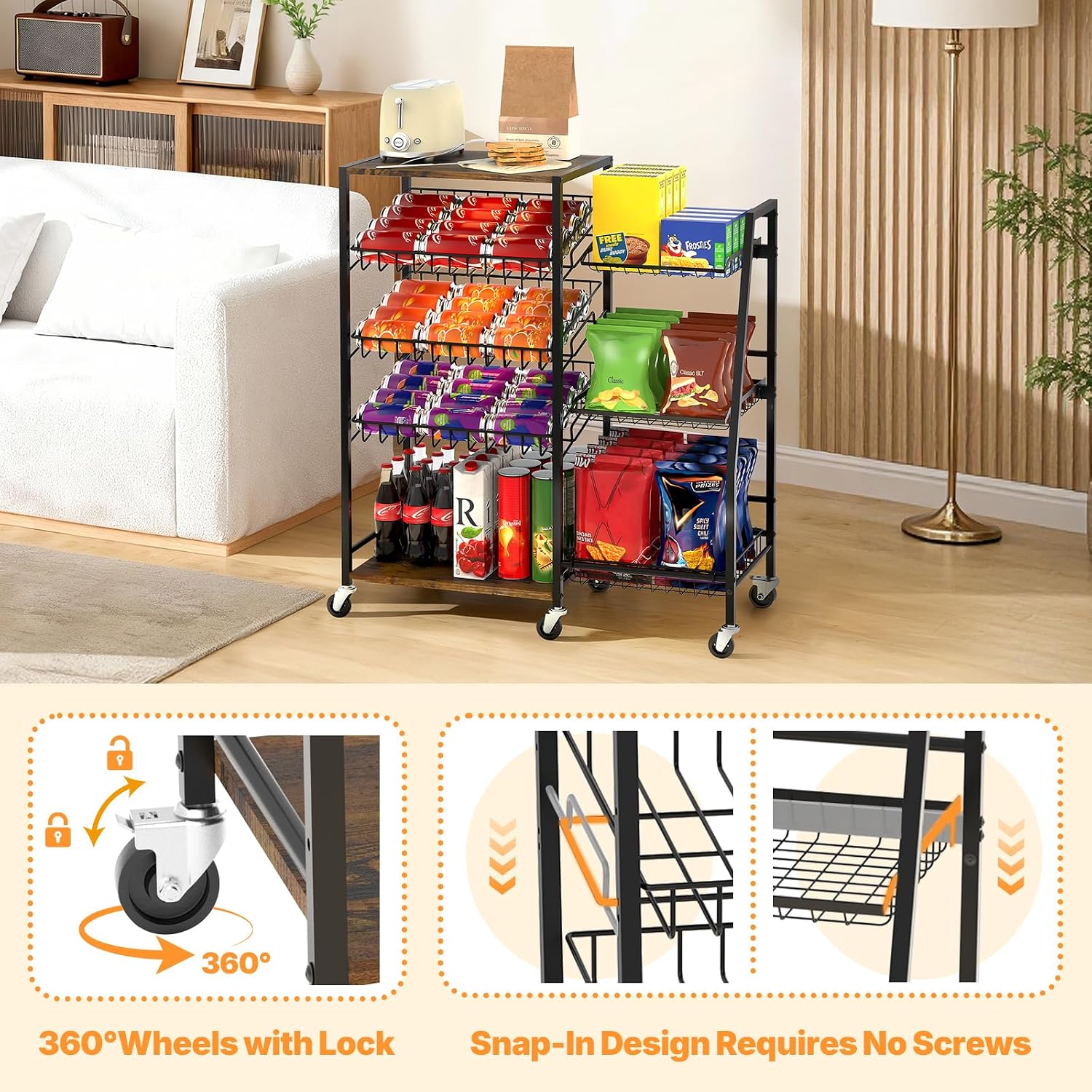 5 Tier Rolling Kitchen Storage Cart