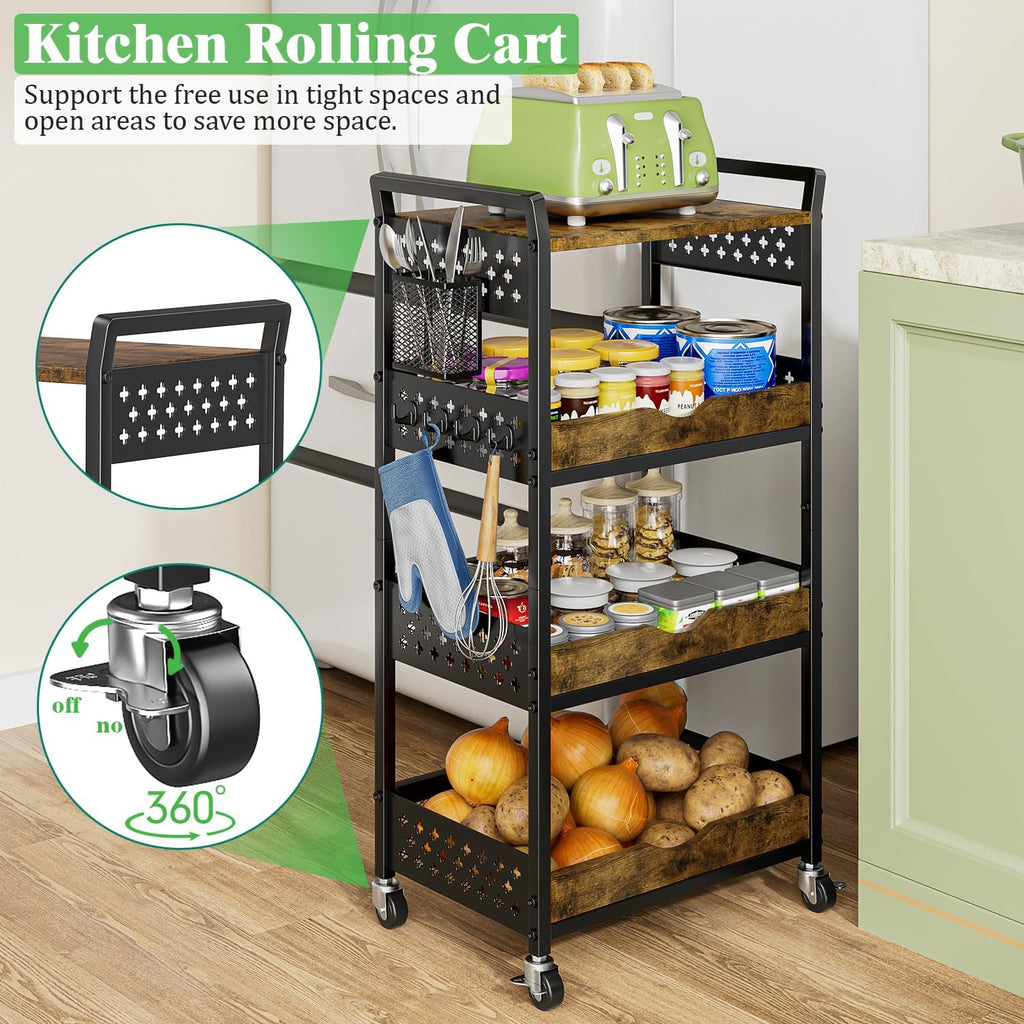 4 Tier Rolling Utility Storage Cart