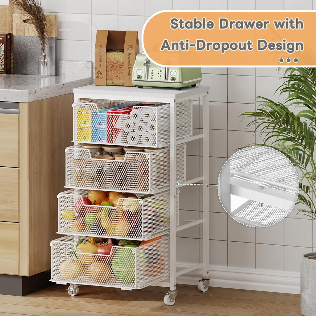 4 Tier Rolling Kitchen Storage Cart