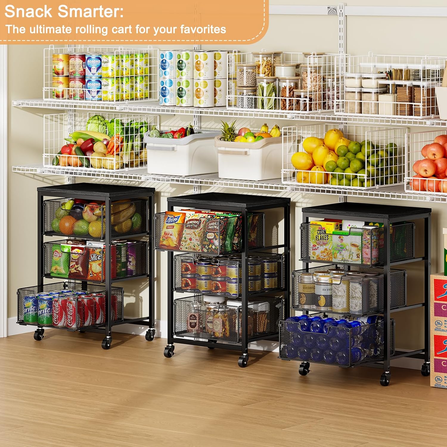 3 Tier Rolling Kitchen Storage Cart