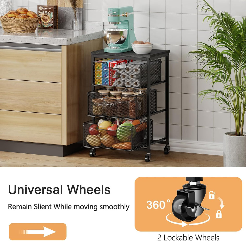 3 Tier Rolling Kitchen Storage Cart