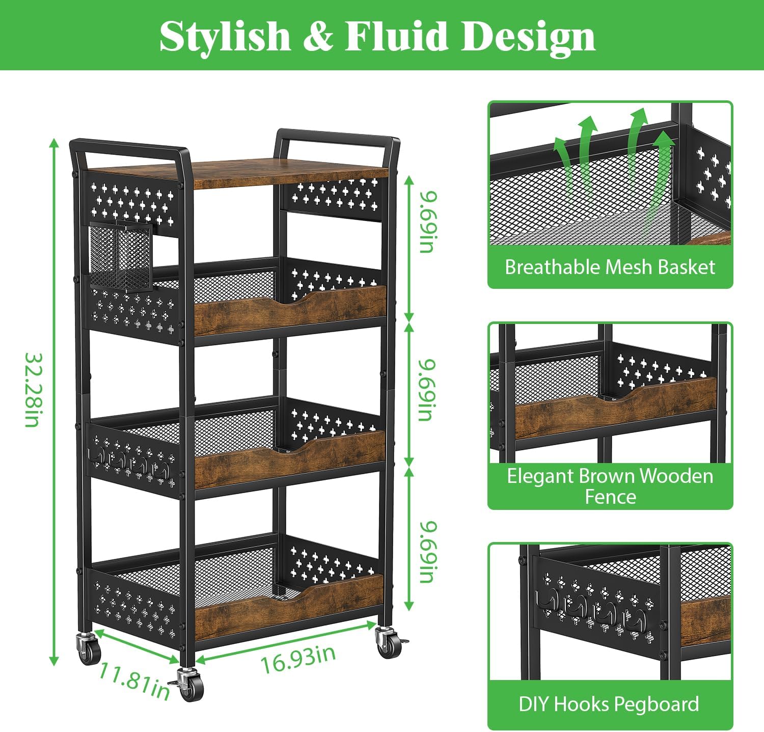 4 Tier Rolling Utility Storage Cart