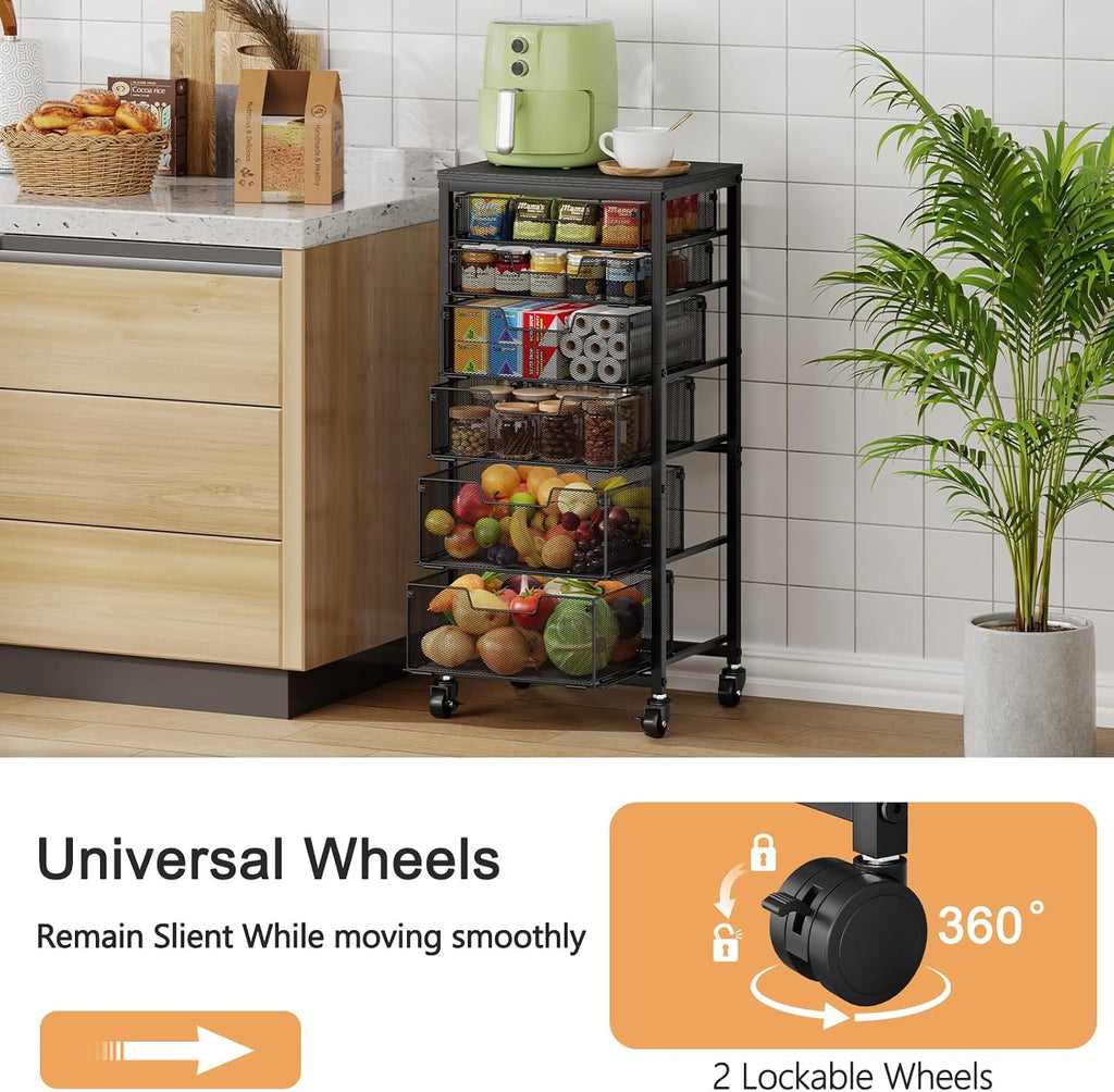 6 Tier Rolling Kitchen Storage Cart