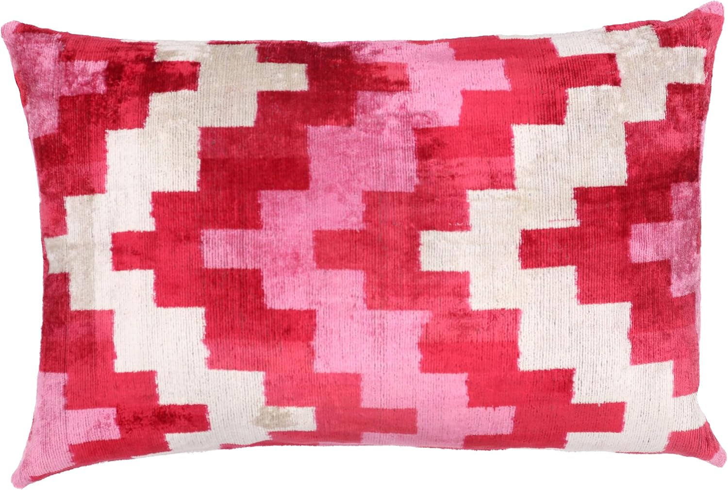 Pink Red Geometric Velvet Pillow
