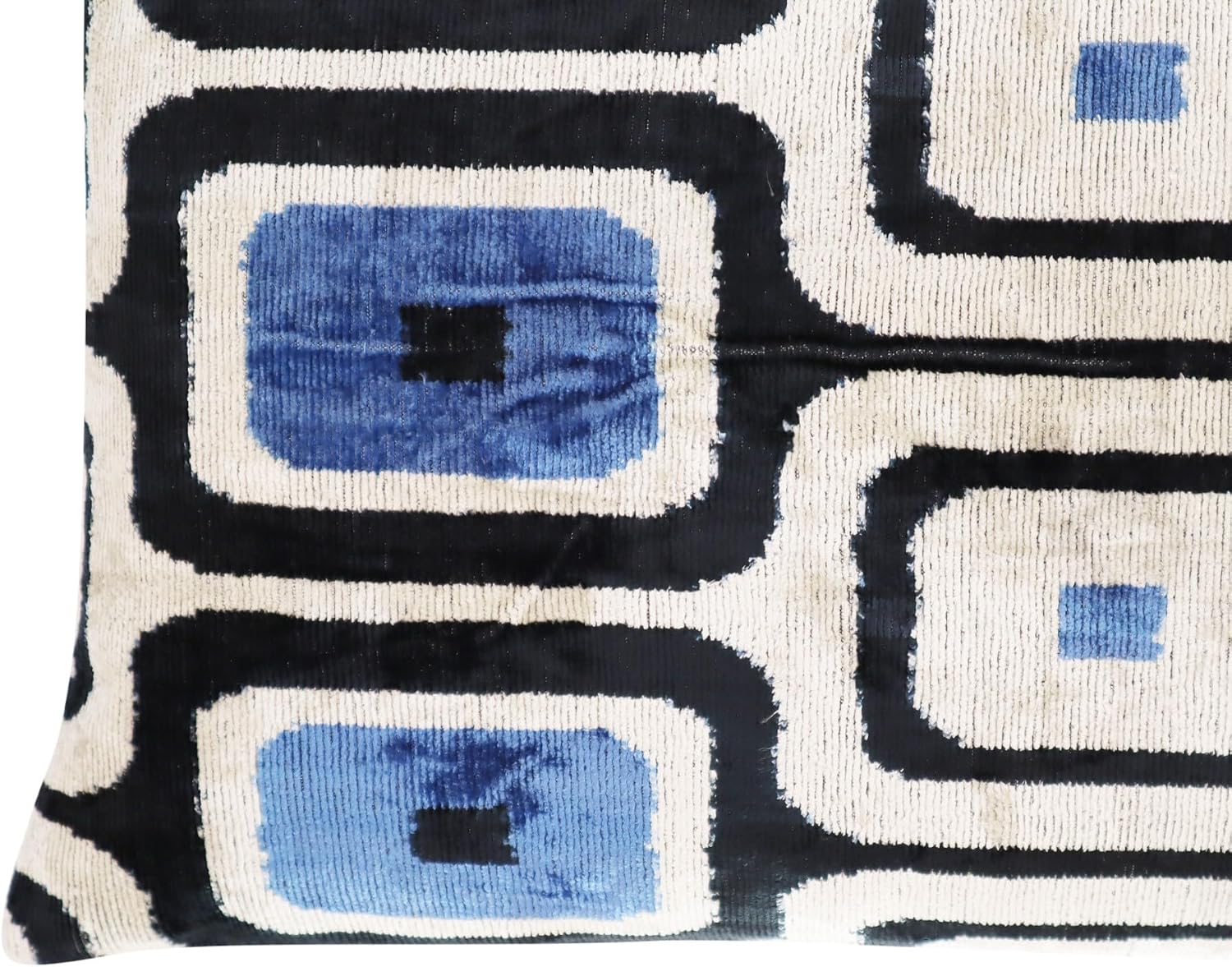 Blue Black Velvet Decorative Pillow